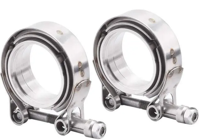 Main image of 2.5" Universal Stainless Steel V Band Clamp Flat Flange Kit Assembly (2.5inch, 2PCS)