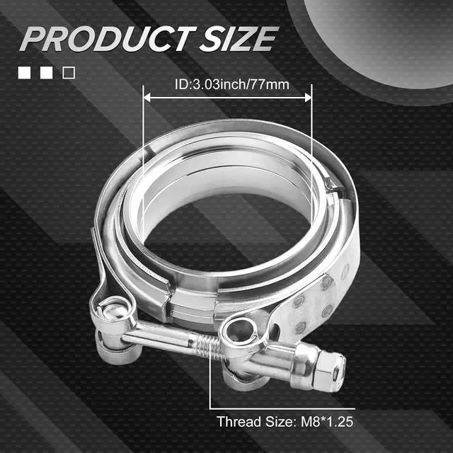 Alt view image 6 of 7 - 2.5" Universal Stainless Steel V Band Clamp Flat Flange Kit Assembly (2.5inch, 2PCS)