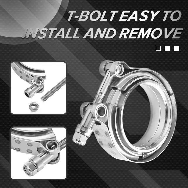 Alt view image 5 of 7 - 2.5" Universal Stainless Steel V Band Clamp Flat Flange Kit Assembly (2.5inch, 2PCS)