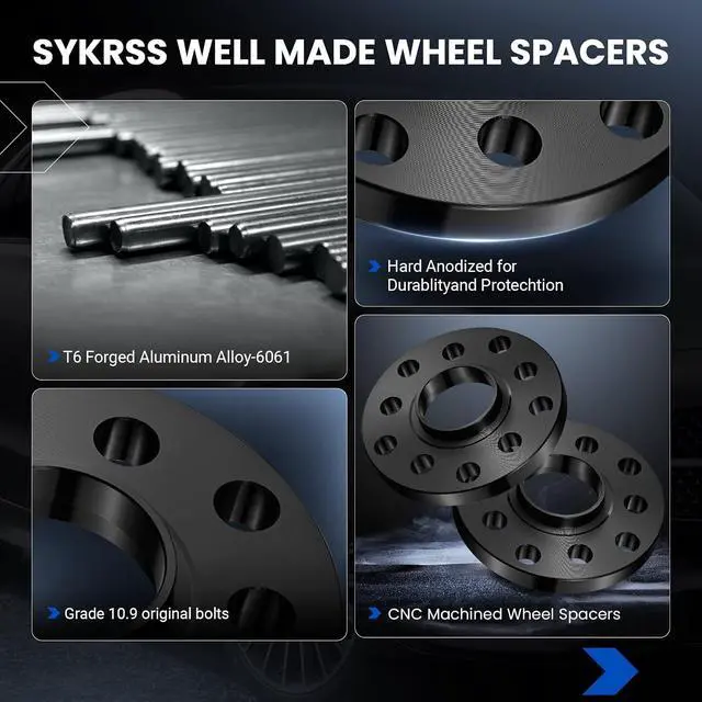 Alt view image 4 of 7 - 5x112mm or 5x100mm Wheel Spacers 15mm Compatible with Audi A3 A4 A6 A8 Q3 TT, 57.1mm Center Bore 5Lug Forged Wheel Adapters M14x1.5 Compatible with Volkswagen Atlas Golf Jetta Eos Passat, 2PCS