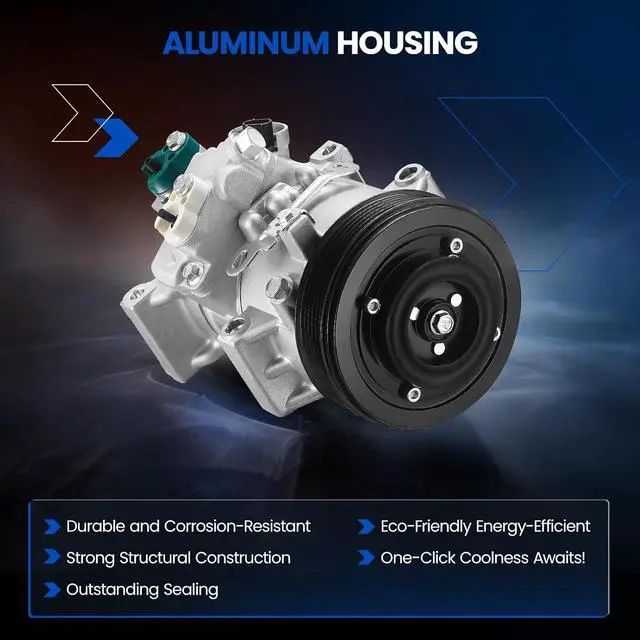 Alt view image 6 of 7 - 68328 Air Conditioning A/C Compressor with Clutch Compatible with Toyota Corolla Matrix 2009-2010 L4 1.8L, Compatible with Scion xD 2008-2014 L4 1.8L