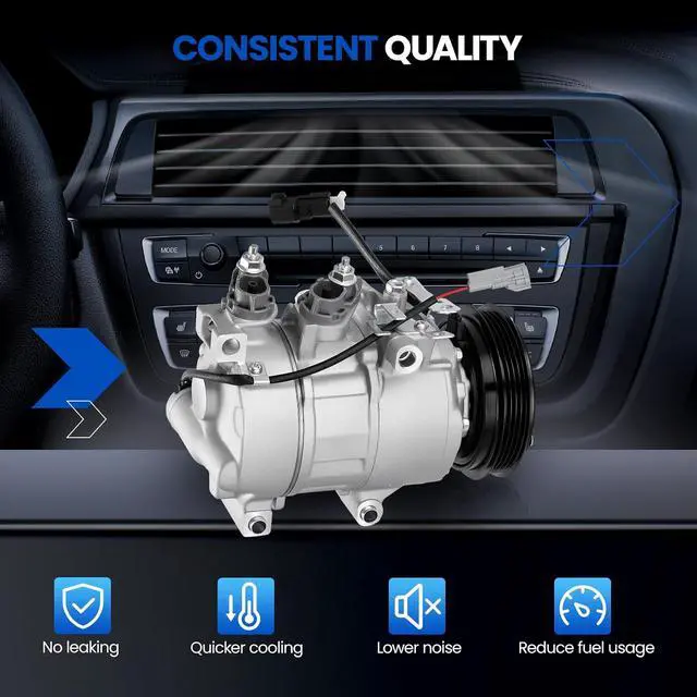 Alt view image 4 of 7 - 178399 Air Conditioning A/C Compressor with Clutch Compatible with Ford Focus 2014-2018 2.0L L4 FLEX, Compatible with Ford Focus 2014-2017 2.0L L4 GAS