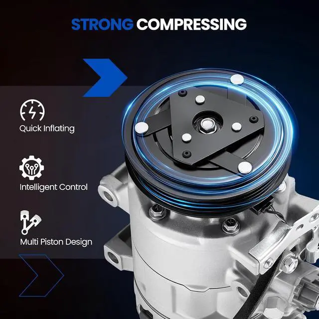 Alt view image 5 of 7 - 178399 Air Conditioning A/C Compressor with Clutch Compatible with Ford Focus 2014-2018 2.0L L4 FLEX, Compatible with Ford Focus 2014-2017 2.0L L4 GAS