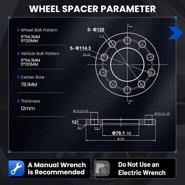 Alt view image 3 of 7 - 5x114.3mm or 5x120mm Wheel Spacers 12mm Compatible with Ford Ranger Taurus Edge Galaxie Mustang, 78.1mm Center Bore, 5x4.5 or 5x4.7 Wheel Adapters Compatible with Jeep Cherokee Wrangler, 4PCS