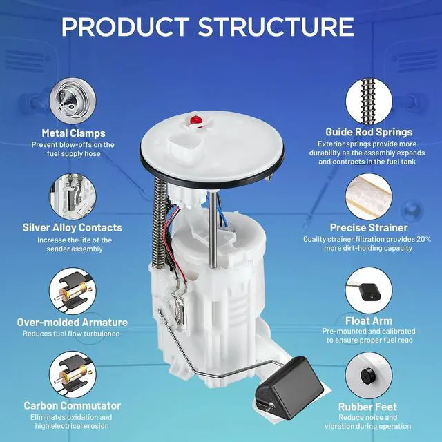 Alt view image 2 of 7 - E8937M Fuel Pump Module Assembly Compatible with Toyota Camry 2007-2011 2.4L L4 & 2.5L L4, Replaces FG1169 SP9043M P76820M 69932