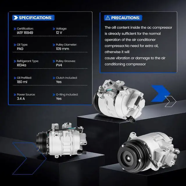 Alt view image 6 of 7 - DG9Z19703C Air Conditioning A/C Compressor with Clutch Compatible with Ford Fusion 2.0L 2.5L 2013-2020, for Edge 2.0L 2016-2018, Compatible with Lincoln MKZ 2.0L 2013-2018