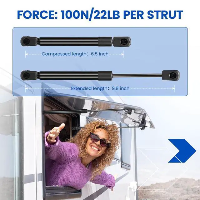Alt view image 2 of 7 - C16-10334 C1610334 10 inch 22Lb/98N Gas Struts Shock 10" 22lb Gas Spring Lift Support for Camper Rear Window Toolbox Cabinets Storage Bed Box Tonneau Covers Basement Door Boat Hatch,2 Pcs