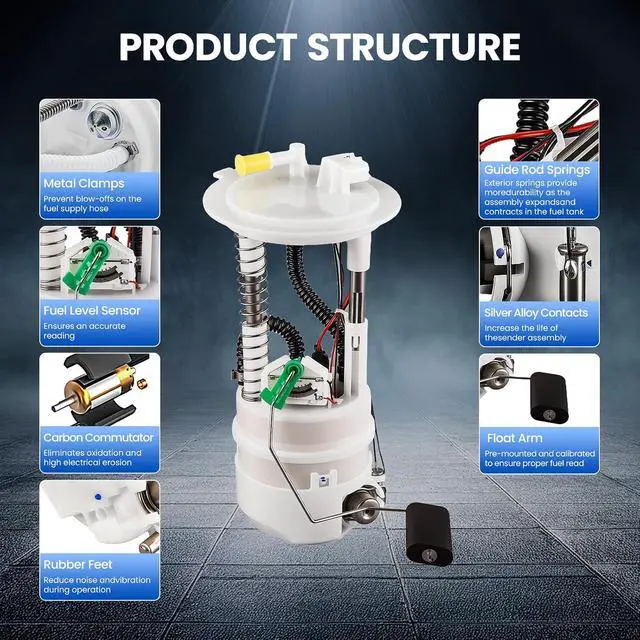 Alt view image 3 of 7 - E8854M Fuel Pump Module Assembly Compatible with Nissan Rogue Select 2014-2015, Compatible with Nissan Rogue 2008-2013, L4 2.5L GAS, Replaces 17040JM00A, 17040JM00B