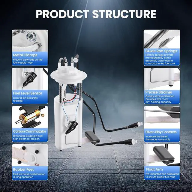 Alt view image 5 of 7 - E3951M Fuel Pump Module Assembly Compatible with Saturn SC1 SC2 SL SL1 SL2 SW2 1998-2002 1.9L L4, GAS, Replaces SP3951M, E3951M, P74838M