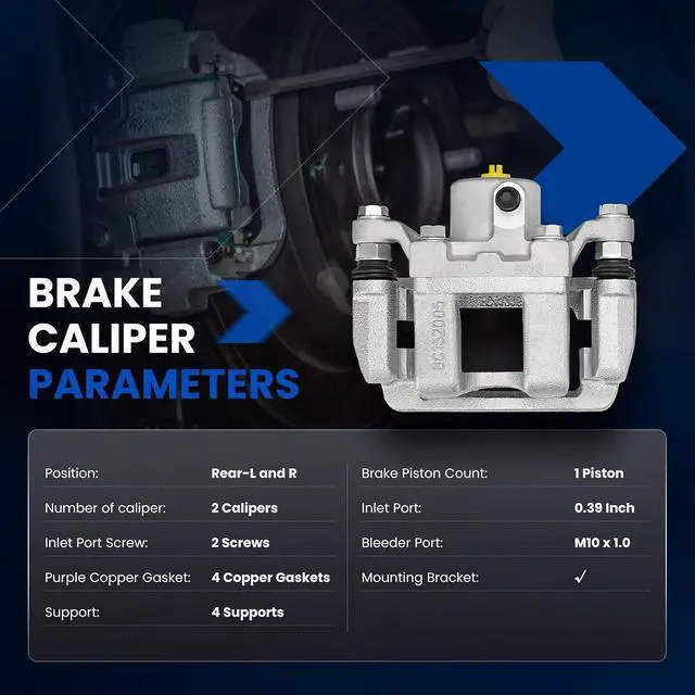 Alt view image 5 of 7 - Rear Brake Caliper Assembly Replaces for 19-B6456 19-B6457, Compatible with Hyundai Sonata 2011-2014 2.0L 2.4L L4, Compatible with Kia Optima 2011-2015 2.4L L4