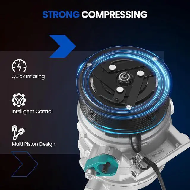 Alt view image 7 of 7 - Air Conditioning A/C Compressor with Clutch 58892 Compatible with Nissan Versa 2011-2019, for Tiida 2013-2014, for March 2012-2018, for Juke 2012-2014, for Note 2014-2017, L4 1.6L