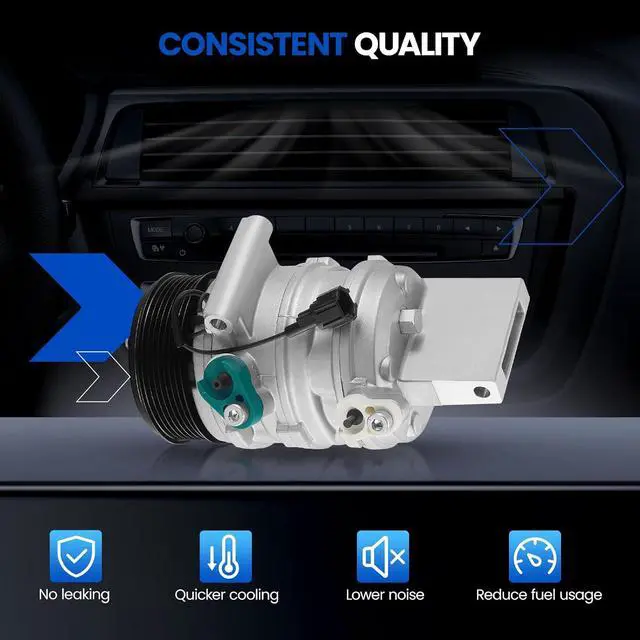 Alt view image 6 of 7 - Air Conditioning A/C Compressor with Clutch 58892 Compatible with Nissan Versa 2011-2019, for Tiida 2013-2014, for March 2012-2018, for Juke 2012-2014, for Note 2014-2017, L4 1.6L
