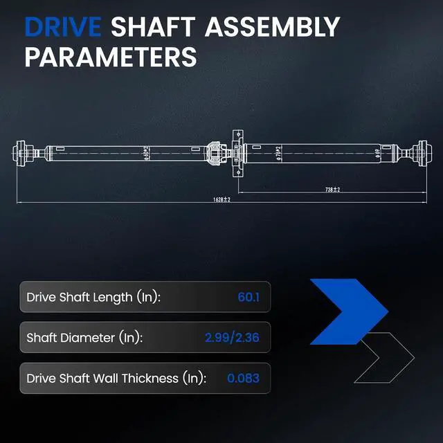 Alt view image 4 of 7 - 986-220 Rear Drive Shaft Complete DriveShaft Assembly Compatible with Dodge 2015-2019 Challenger V8 5.7L 6.4L RWD Automatic Trans