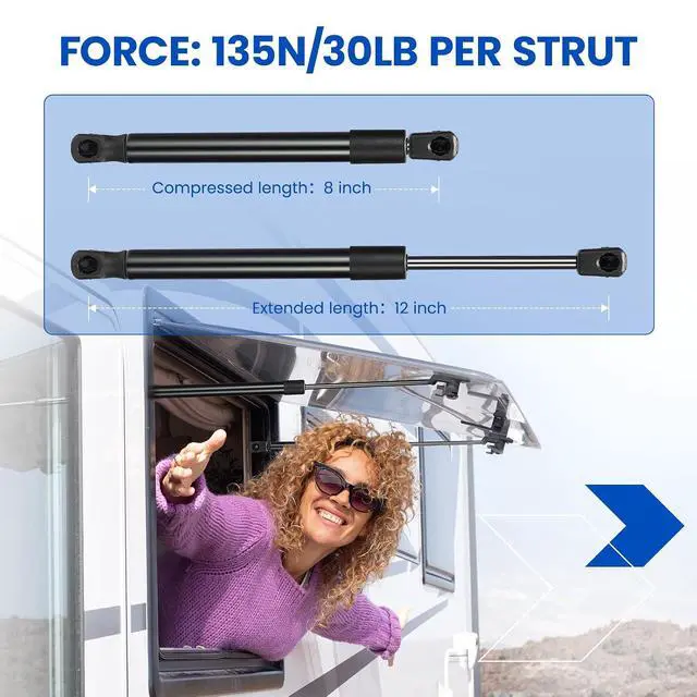 Alt view image 2 of 7 - 4420 12 inch 30Lb/133N Gas Struts Shock Gas Spring Lift Support for Cabinets Bed Bench Lids Basement Door Sliding Window Storage Bed Tonneau Covers Camper Shells ToolBoxes,2 Pcs Set