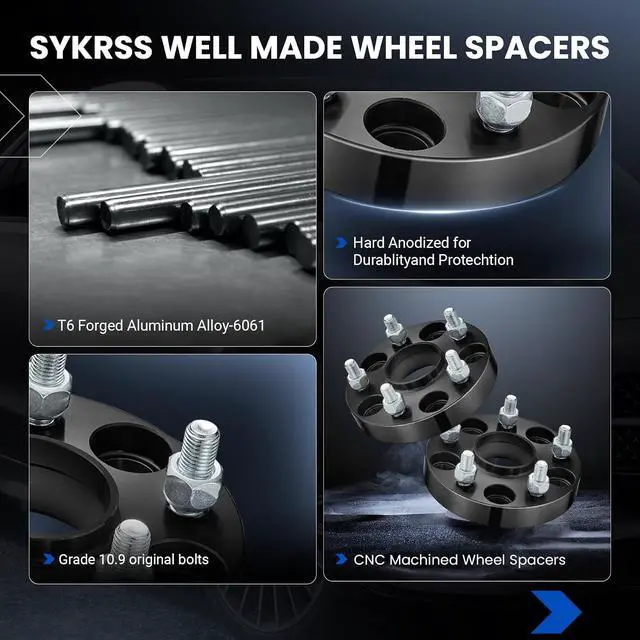 Alt view image 4 of 7 - 1 inch 5x114.3mm Wheel Spacers Compatible with Lexus ES250 ES300h GS350 RX350, 60.1 mm Center Bore & 5 Lug Forged 5x4.5 Wheel Adapters M12x1.5 Compatible with Toyota Avalon RAV4, 4PCS