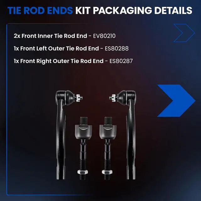 Alt view image 4 of 7 - 4-PC Tie Rod Ends Kits Compatible with Honda Accord 2003-2007,2xInner EV80210,2xOuter ES80287 Outer ES80288