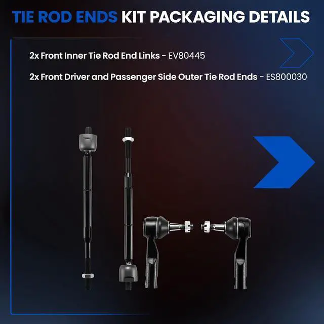 Alt view image 4 of 7 - 4-PC Tie Rod Ends Kits Compatible with Chevy Cobalt 2005-2010,2xOuter tie rod ES800030,2xInner tie rod EV80445