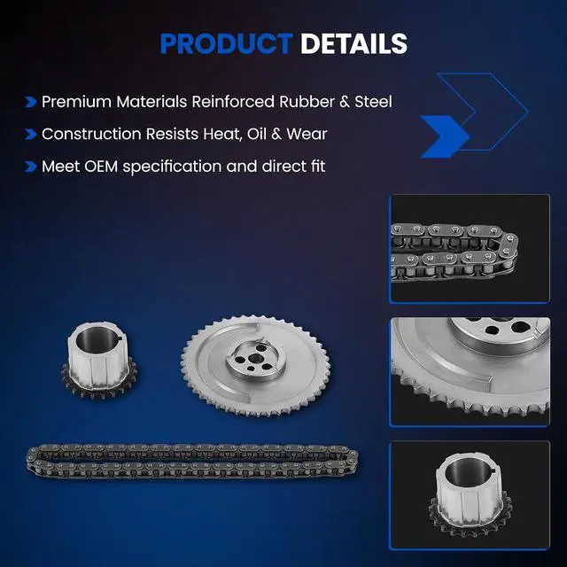 Alt view image 3 of 6 - Engine Timing Chain Kit with Sprocket Compatible with Chevy Compatible with GMC Compatible with Cadillac Fits for Express Silverado Suburban Sierra Savana Tahoe Yukon 4.8L 5.3L 5.7L 6.0L V8