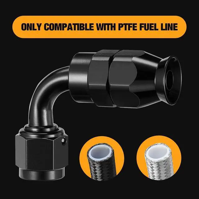 Alt view image 4 of 7 - 6AN PTFE 90 Degree Hose End Fitting Aluminum
