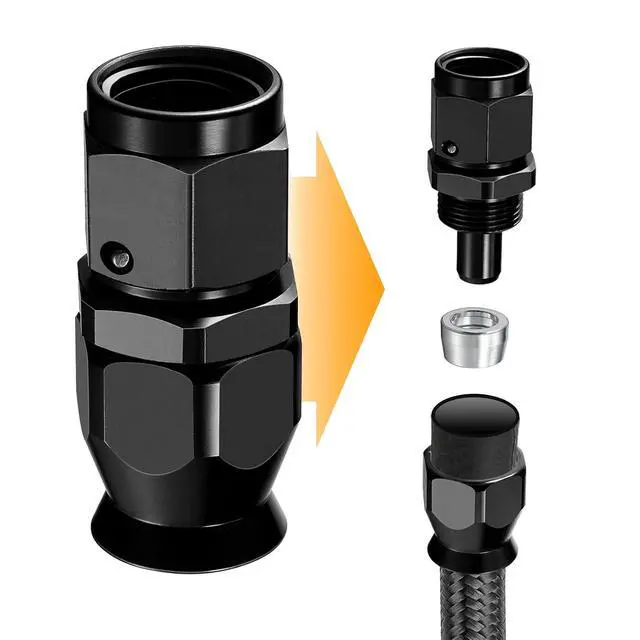Alt view image 5 of 7 - 8AN PTFE Straight Hose End Fitting Aluminum