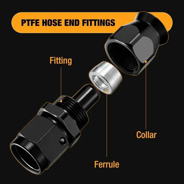 Alt view image 2 of 7 - 8AN PTFE Straight Hose End Fitting Aluminum