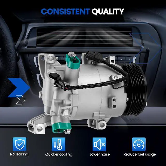 Alt view image 4 of 7 - 198277 Air Conditioning A/C Compressor with Clutch Compatible with Honda Civic 2016-2021 1.5L L4, Compatible with Honda CR-V 2017-2022 1.5L L4, GAS