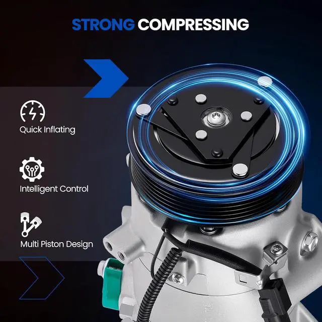 Alt view image 5 of 7 - 198277 Air Conditioning A/C Compressor with Clutch Compatible with Honda Civic 2016-2021 1.5L L4, Compatible with Honda CR-V 2017-2022 1.5L L4, GAS