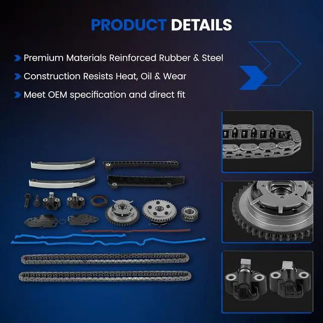 Alt view image 3 of 7 - 5.4L V8 Engine Timing Chain Kit with Cam Phasers Compatible with Ford 2005-2014 F-150 F-250 F-350 Super Duty Expedition, Compatible with Lincoln Navigator Mark LT, 3R2Z-6A257-DA