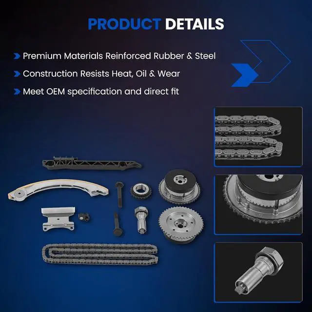 Alt view image 3 of 6 - 9-4201SAVVT1 Engine Timing Chain Kit with Camshaft Phaser Sprocket Compatible with Chevy Equinox Malibu Impala Compatible with GMC Terrain Compatible with Buick 2.2L 2.4L L4