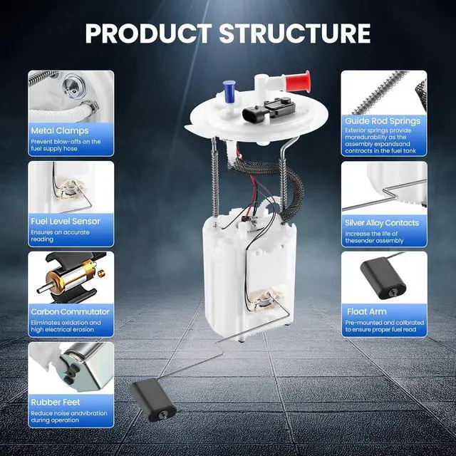 Alt view image 5 of 7 - E9217M Fuel Pump Module Assembly Compatible with Kia Sorento 2014-2015, Compatible with Hyundai Santa Fe Sport 2013-2018, 2.4L L4 Sport Utility, Gas, Replaces FG1904, P77019M