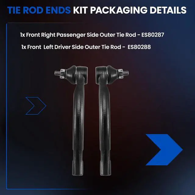 Alt view image 4 of 7 - 2-PC Outer tie rod ES80287 ES80288 Compatible with Honda Accord 2003-2007