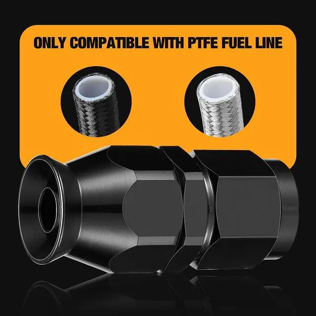 Alt view image 4 of 7 - 8AN PTFE Straight Hose End Fitting Aluminum 2 pcs