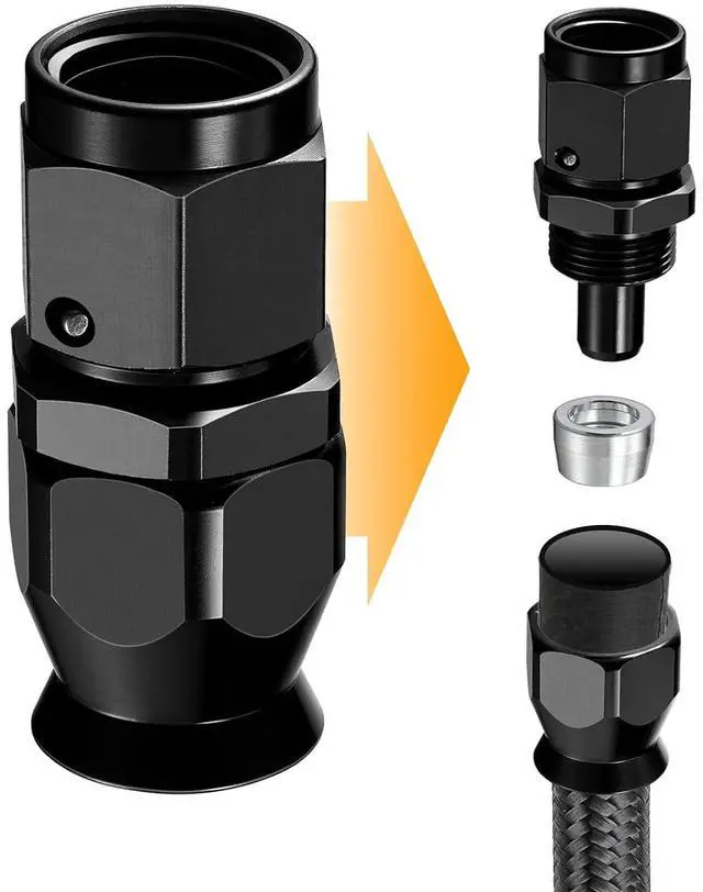 Alt view image 5 of 7 - 8AN PTFE Straight Hose End Fitting Aluminum 2 pcs