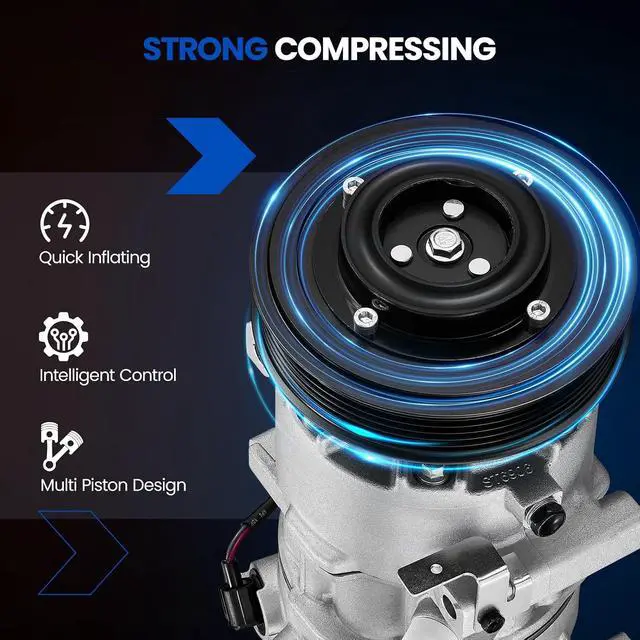Alt view image 5 of 7 - 977011R100 Air Conditioning AC Compressor with Clutch for Hyundai | Compatible with Hyundai Accent 2012-2017, Compatible with Kia Rio 2012-2017, L4 1.6L GAS