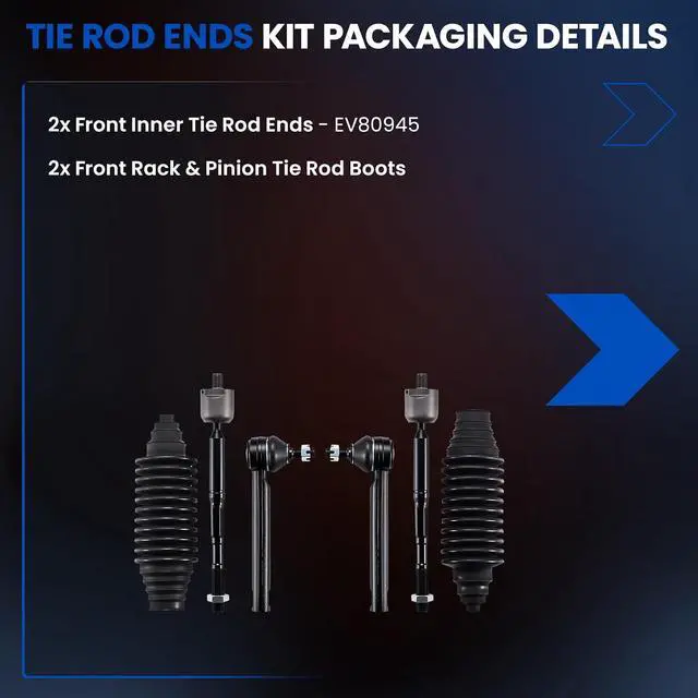 Alt view image 4 of 7 - 6-PC Tie Rod Ends Kits Compatible with Toyota Highlander 2004-2007,2xInner EV80945,2xOuter ES80944,2xdust cover