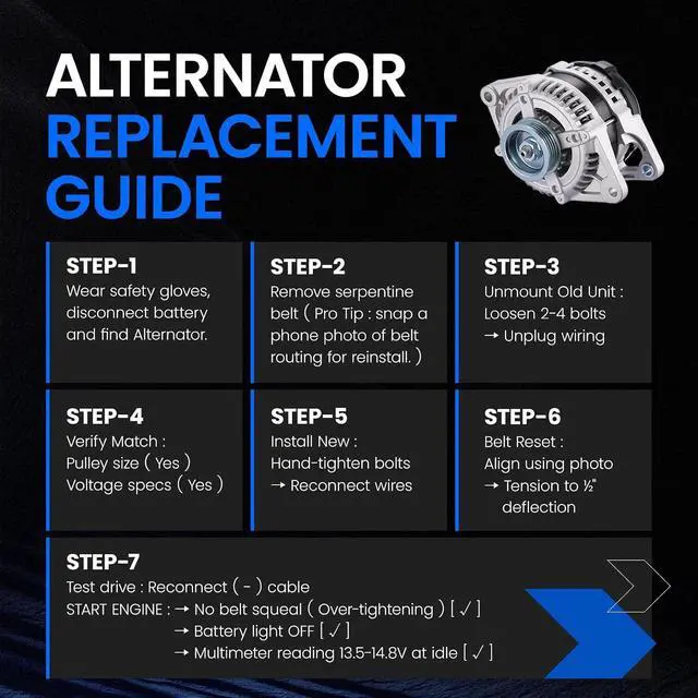 Alt view image 6 of 7 - 11244 Alternator Compatible with Chrysler for PT Cruiser 2.4L 2006,for Chrysler for PT Cruiser 2.4L 2007,for Chrysler for PT Cruiser 2.4L 2008,for Chrysler for PT Cruiser 2.4L 2009