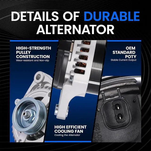 Alt view image 5 of 7 - 11244 Alternator Compatible with Chrysler for PT Cruiser 2.4L 2006,for Chrysler for PT Cruiser 2.4L 2007,for Chrysler for PT Cruiser 2.4L 2008,for Chrysler for PT Cruiser 2.4L 2009