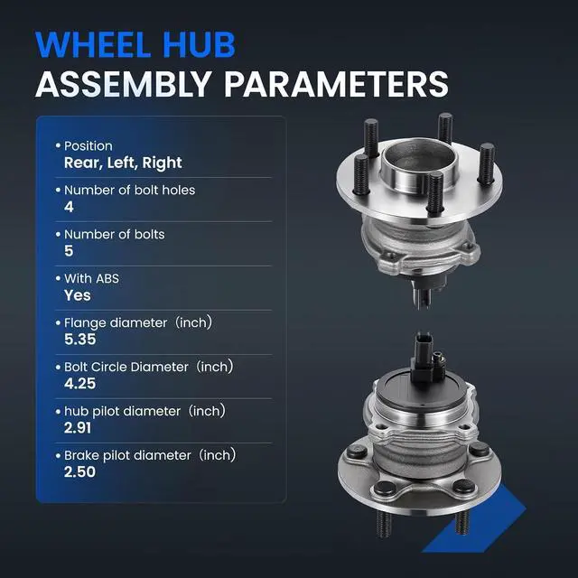 Alt view image 4 of 7 - 512411 Rear Wheel Bearing and Hub Assembly 1PCS | Compatible with Volvo C30 C70 2007-2013, for S40 V50 2005-2011