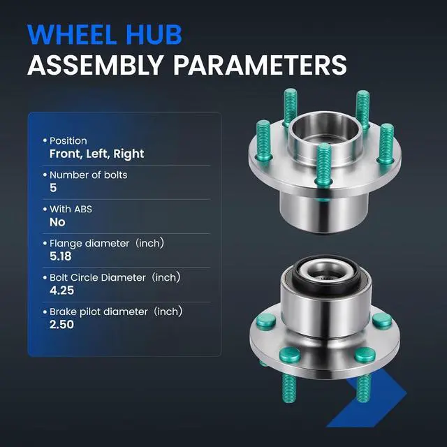 Alt view image 4 of 7 - 513255 Front Wheel Bearing and Hub Assembly 2PCS | Compatible with Volvo C30 C70 2007-2013 2.5L, for S40 V50 2005-2011