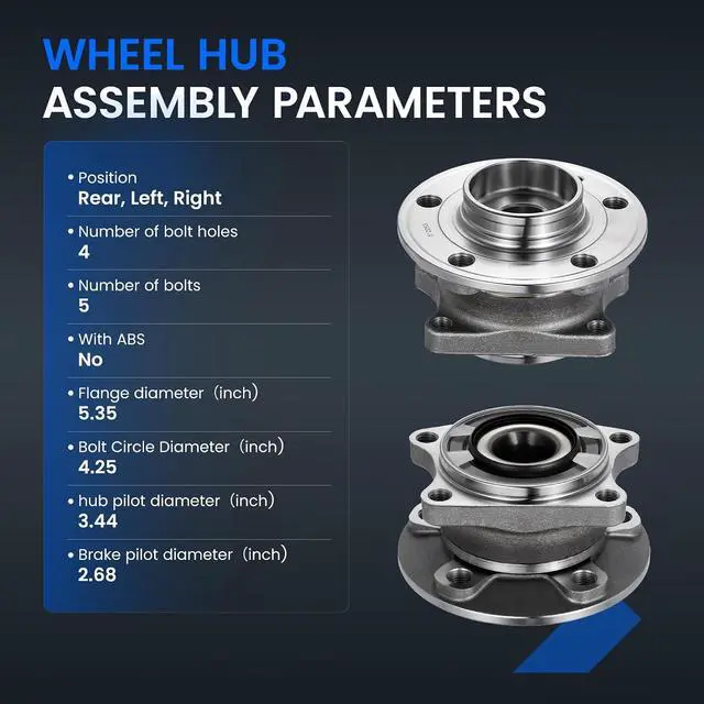 Alt view image 4 of 7 - 512253 Rear Wheel Bearing and Hub Assembly Compatible with Volvo S60 2.3L 2.4L, S80 2.5L 2.9L, V70 2.3L 2.4L 2.5L, Fits for AWD, 1 PCS