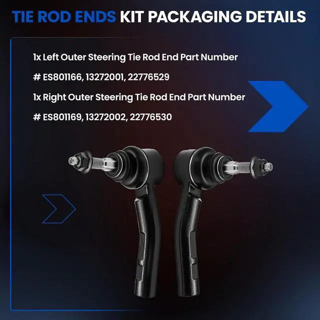 Alt view image 4 of 7 - 2-PC Outer tie rod ES801166 ES801169 Compatible with Cadillac XTS 2013-2019