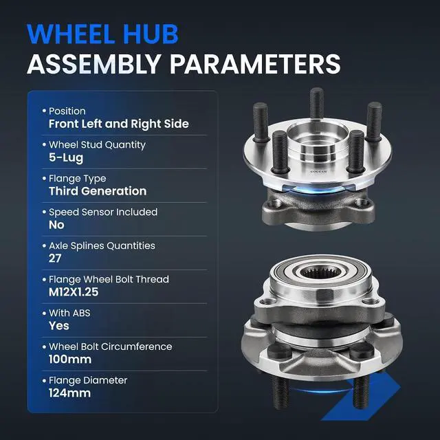 Alt view image 4 of 7 - 513303 Front Wheel Bearing and Hub Assembly 2PCS Compatible with Subaru Forester 2009-2014, for Impreza Legacy 2008-2014, for Outback 2005-2014, for XV Crosstrek 2013-2014, 5-Lug with ABS