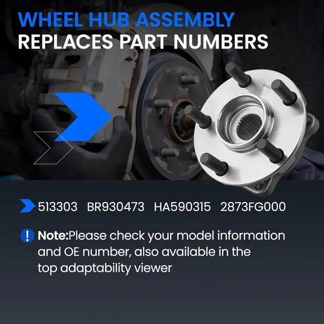 Alt view image 5 of 7 - 513303 Front Wheel Bearing and Hub Assembly 2PCS Compatible with Subaru Forester 2009-2014, for Impreza Legacy 2008-2014, for Outback 2005-2014, for XV Crosstrek 2013-2014, 5-Lug with ABS