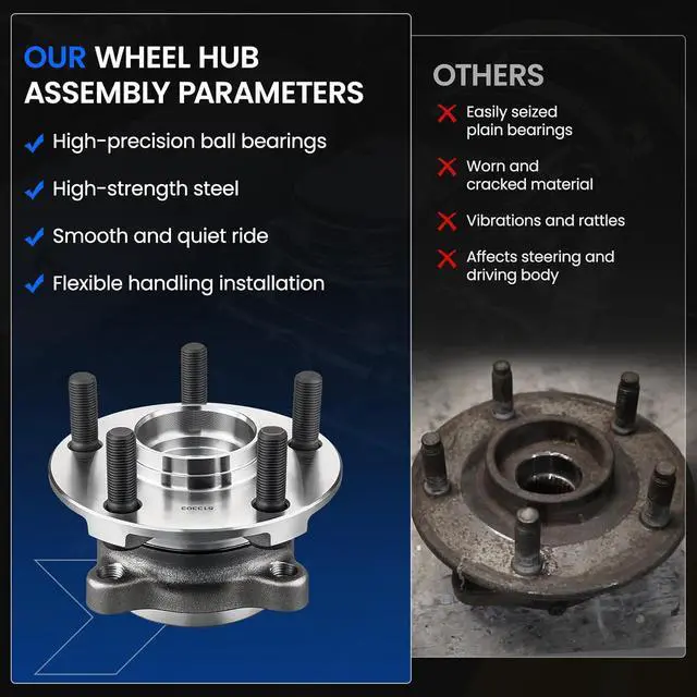 Alt view image 6 of 7 - 513303 Front Wheel Bearing and Hub Assembly 2PCS Compatible with Subaru Forester 2009-2014, for Impreza Legacy 2008-2014, for Outback 2005-2014, for XV Crosstrek 2013-2014, 5-Lug with ABS