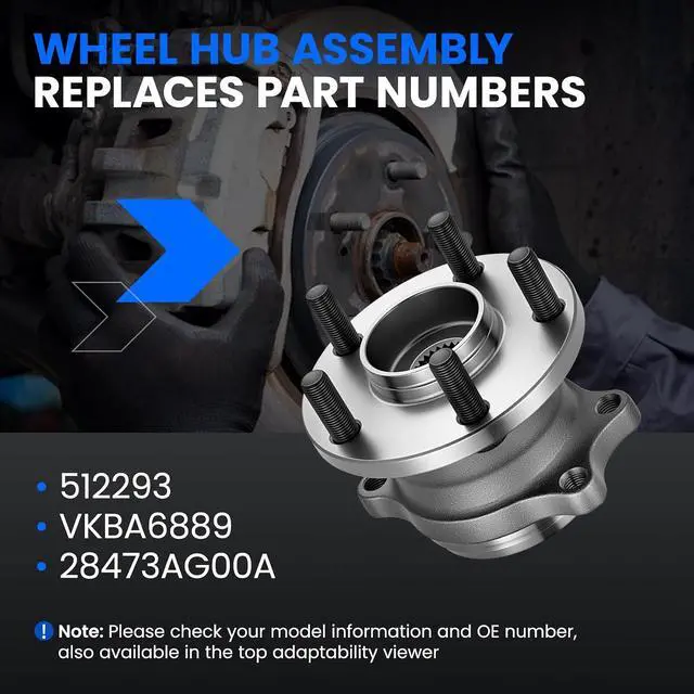 Alt view image 5 of 7 - 512293 Rear Wheel Bearing and Hub Assembly Compatible with Subaru Legacy 2008-2009 3.0L, 2005-2009 2.5L, Compatible with Subaru Outback 2005-2009 2.5L 3.0L, 2 PCS