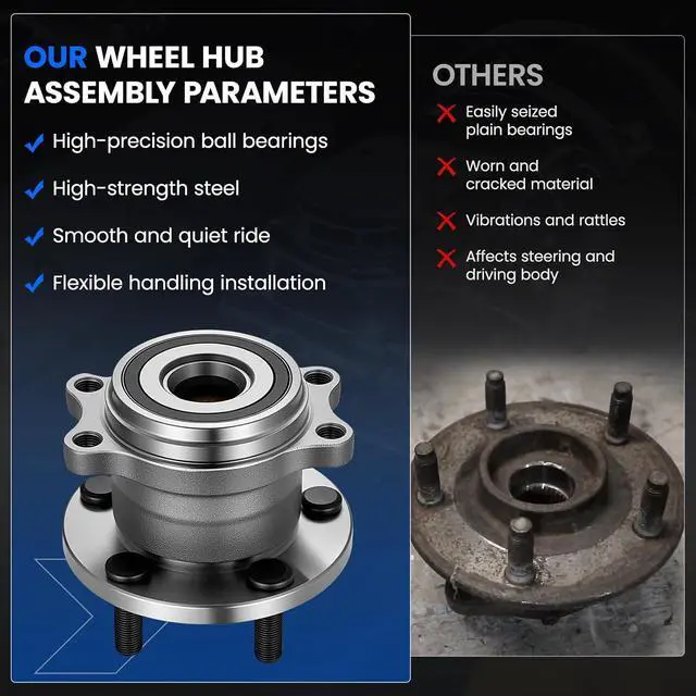 Alt view image 6 of 7 - 512293 Rear Wheel Bearing and Hub Assembly Compatible with Subaru Legacy 2008-2009 3.0L, 2005-2009 2.5L, Compatible with Subaru Outback 2005-2009 2.5L 3.0L, 2 PCS