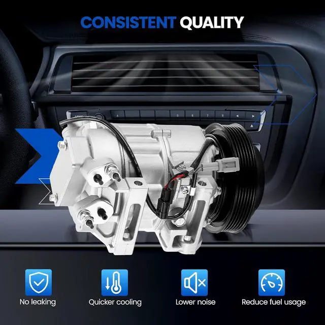 Alt view image 6 of 7 - 98664 Air Conditioning AC Compressor with Clutch for Nissan | Compatible with Nissan Altima 2007 2013-2018, for Rogue 2014-2020, L4 2.5L GAS, VCS-14EC Compressor