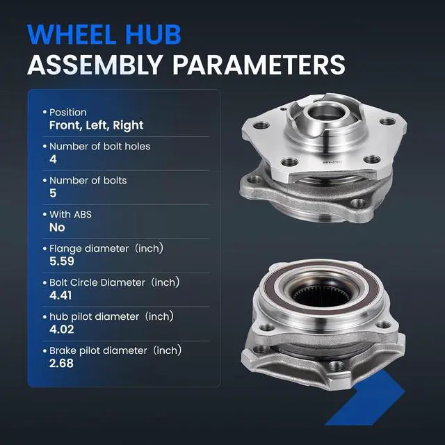 Alt view image 4 of 7 - 04-P488 Front Wheel Bearing and Hub Assembly for Audi A4 Q7 17-19 | Compatible with Audi A4 Q7 2.0L, for Q5 S4 S5 SQ5 A4 allroad 2018-2019, 1PCS