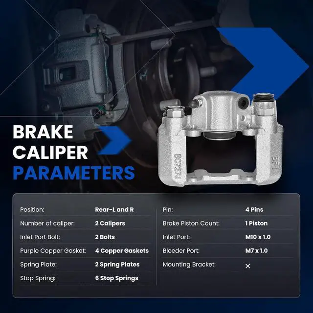 Alt view image 5 of 7 - Rear Brake Caliper Assembly Replaces for 19-2970 19-2971, Compatible with Toyota RAV4 2004-2005 2.4L L4, GAS