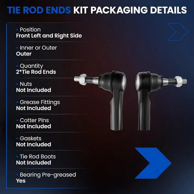 Alt view image 3 of 7 - 2PCS ES80574 Front Outer Tie Rod Ends Kit Compatible with Dodge 2006-2010 Ram 1500 2011-2012 Ram 1500 Replacement for 5175790AA 5175790AB 5175790AC 5175790AD 5175790AE 5175790AF 5185890AA